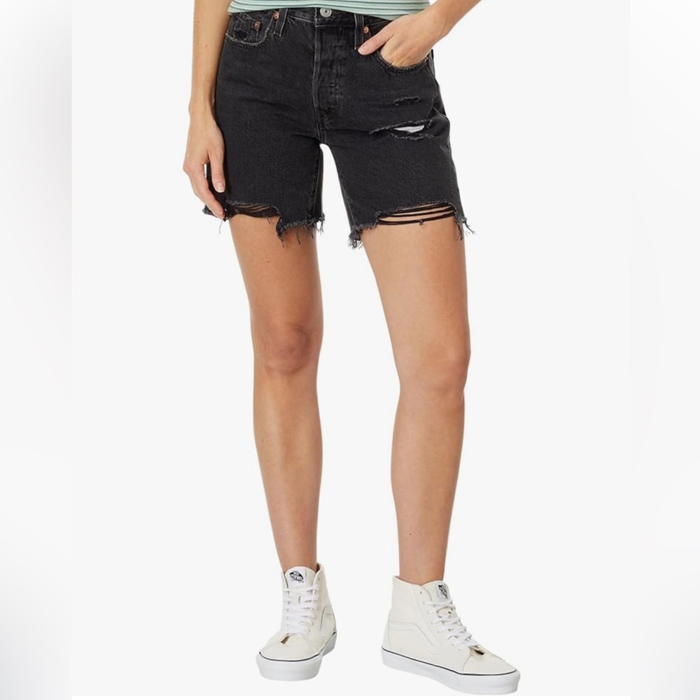 Women's Black Distressed Jean Shorts